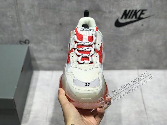 Balenciaga經典款男女鞋 巴黎世家頂級版本Triple S厚底氣墊大底LOGO老爹鞋 Balenciaga情侶款老爹鞋  hdbl1270